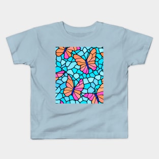 Orange Pastel Butterflies - Abstract Seamless Design Pattern Kids T-Shirt